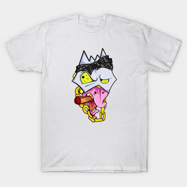 Dope Slluks chicken character is smoking a cigar illustration T-Shirt by slluks_shop